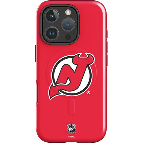 NHL New Jersey Devils Solid Background iPhone 16 Pro Magsafe Impact Case
